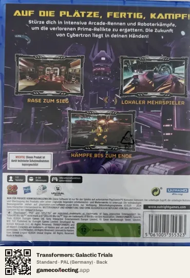 Transformers: Galactic Trials PlayStation 5, Germany box back