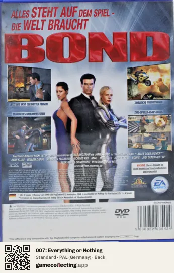 007: Everything or Nothing PlayStation 2, Germany box back