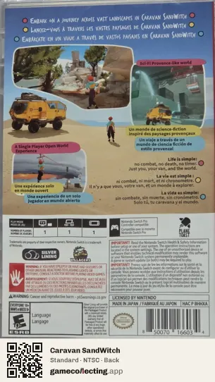 Caravan SandWitch Nintendo Switch, NTSC box back