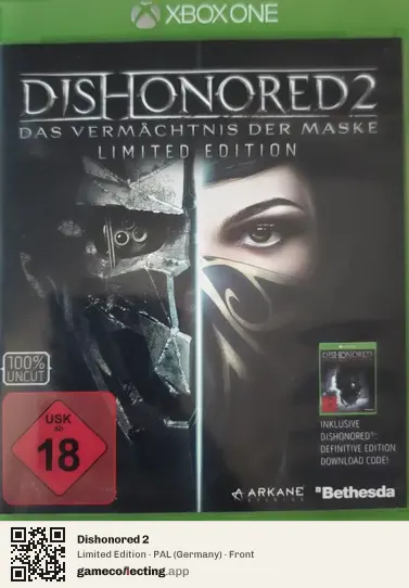 Dishonored 2 Xbox One, Germany box front