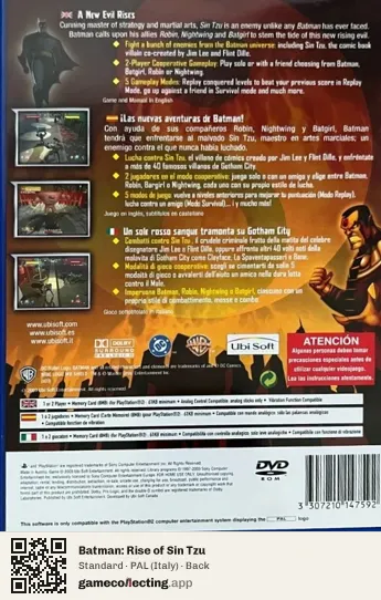 Batman: Rise of Sin Tzu PlayStation 2, Italy box back