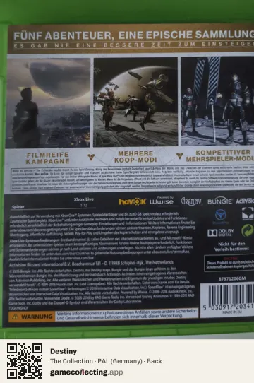 Destiny Xbox One, Germany box back