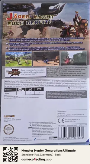 Monster Hunter Generations Ultimate Nintendo Switch, Germany box back
