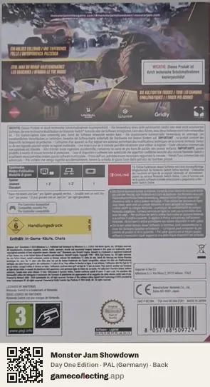 Monster Jam Showdown Nintendo Switch, Germany box back