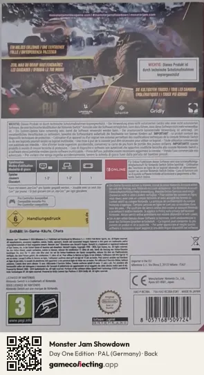 Monster Jam Showdown Nintendo Switch, Germany box back