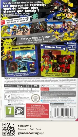 Splatoon 3 Nintendo Switch, PAL box back