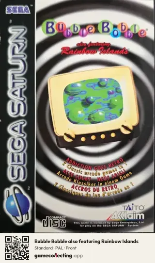 Bubble Bobble also featuring Rainbow Islands Sega Saturn, PAL box front