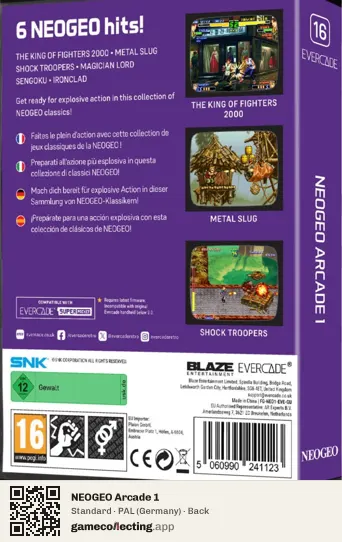 NEOGEO Arcade 1 Evercade, Germany box back
