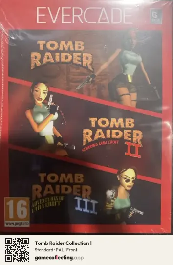 Tomb Raider Collection 1 Evercade, PAL box front