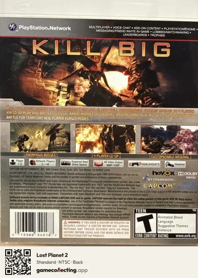 Lost Planet 2 PlayStation 3, NTSC box back