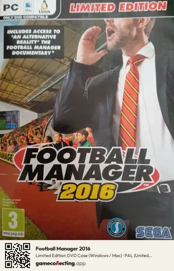 Football Manager 2016 Computer, United Kingdom box front