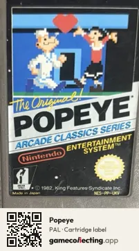 Popeye Nintendo Entertainment System, PAL cartridge label