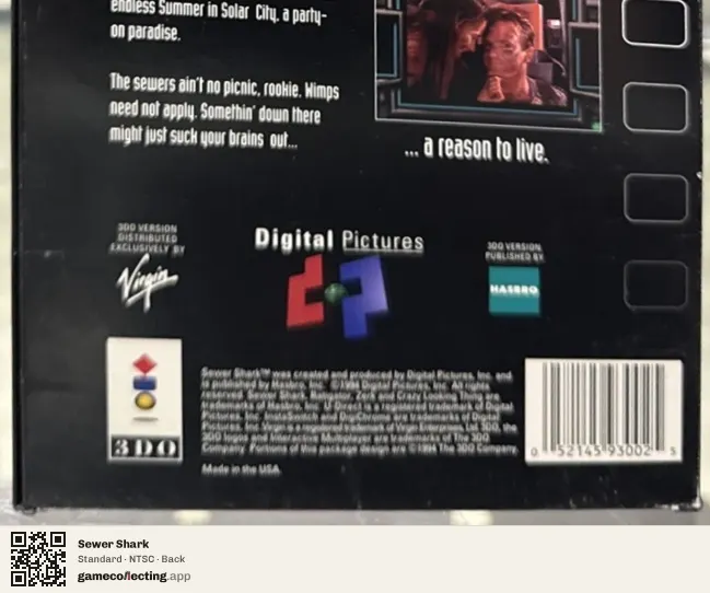 Sewer Shark 3DO Interactive Multiplayer, NTSC box back