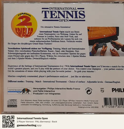 International Tennis Open Philips CD-i, Germany box back