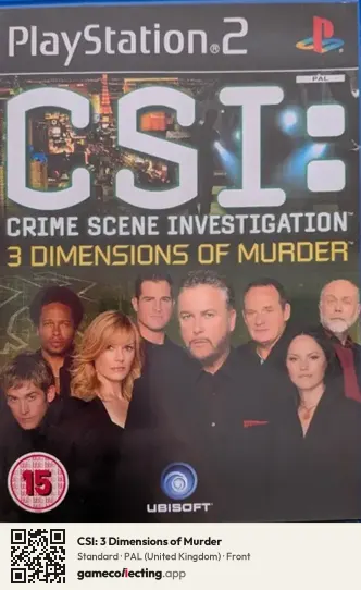 CSI: 3 Dimensions of Murder PlayStation 2, United Kingdom box front