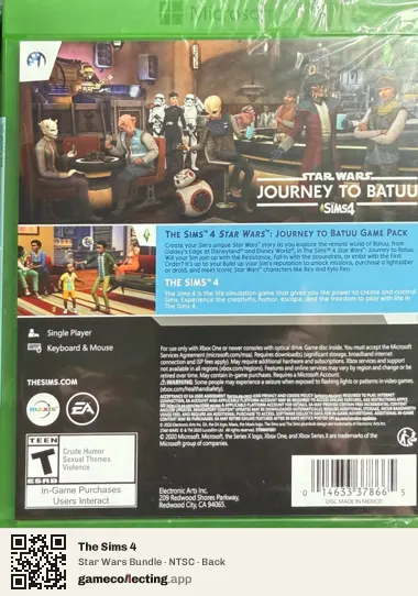 The Sims 4 Xbox One, NTSC box back