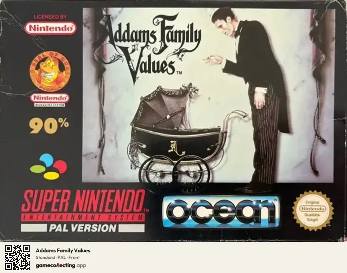 Addams Family Values Super Nintendo Entertainment System, PAL box front