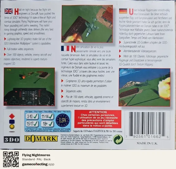 Flying Nightmares 3DO Interactive Multiplayer, PAL box back