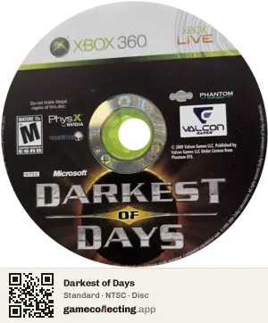Darkest of Days Xbox 360, NTSC disc