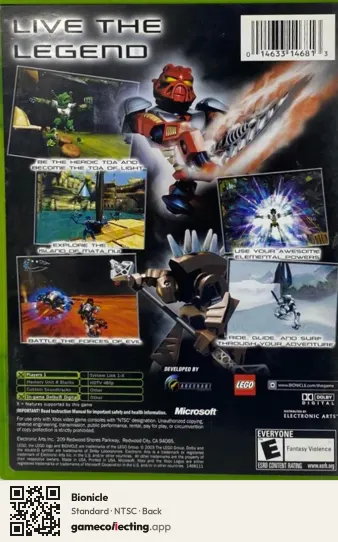 Bionicle Xbox, NTSC box back