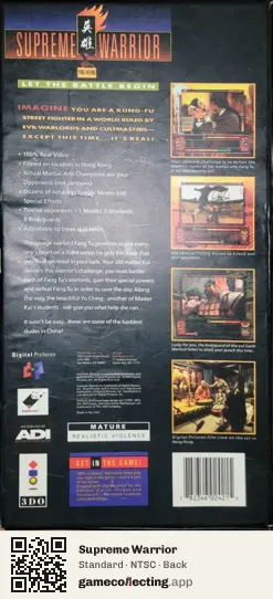 Supreme Warrior 3DO Interactive Multiplayer, NTSC box back