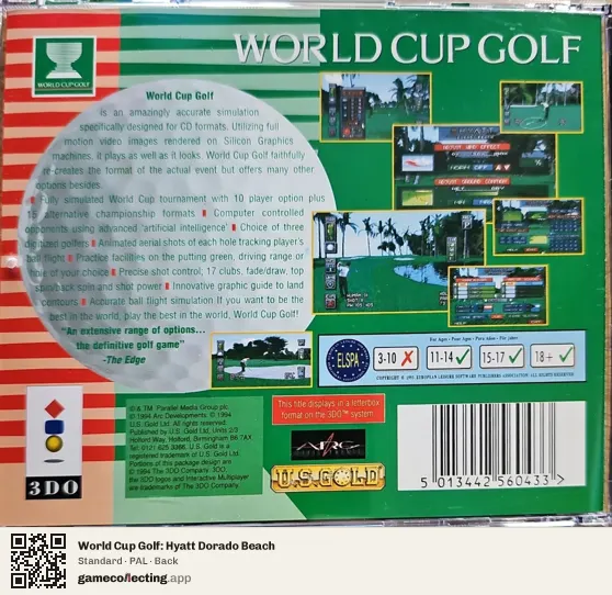 World Cup Golf: Hyatt Dorado Beach 3DO Interactive Multiplayer, PAL box back