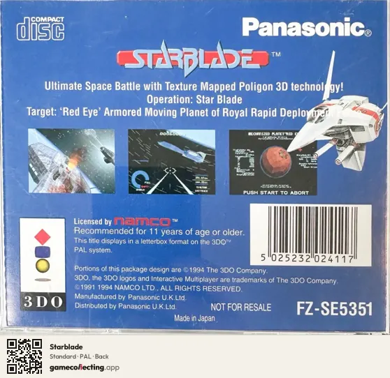 Starblade 3DO Interactive Multiplayer, PAL box back