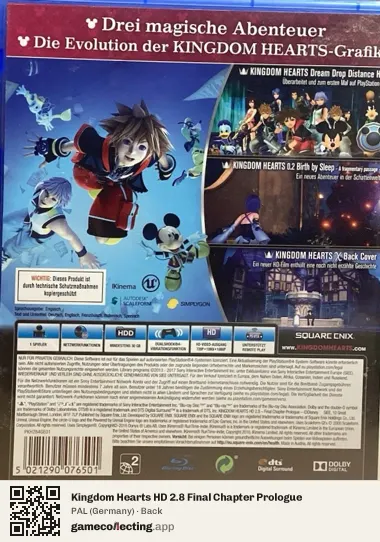 Kingdom Hearts HD 2.8 Final Chapter Prologue PlayStation 4, Germany box back