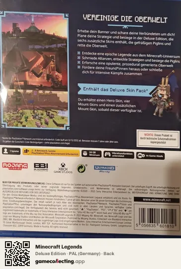 Minecraft Legends PlayStation 5, Germany box back