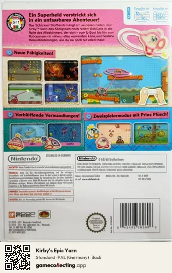 Kirby's Epic Yarn Nintendo Wii, Germany box back