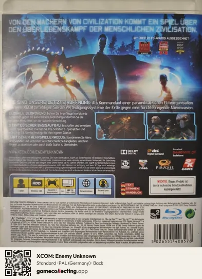 XCOM: Enemy Unknown PlayStation 3, Germany box back