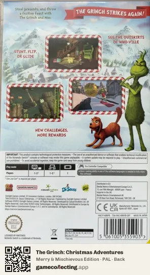 The Grinch: Christmas Adventures Nintendo Switch, PAL box back