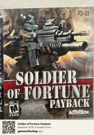 Soldier of Fortune: Payback PlayStation 3, Canada box front