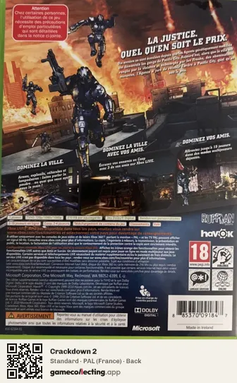 Crackdown 2 Xbox 360, France box back