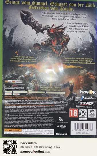 Darksiders Xbox 360, Germany box back