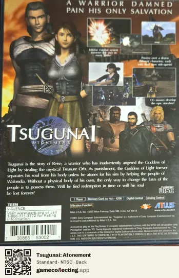 Tsugunai: Atonement PlayStation 2, NTSC box back