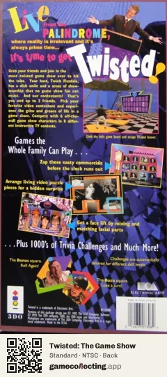 Twisted: The Game Show 3DO Interactive Multiplayer, NTSC box back