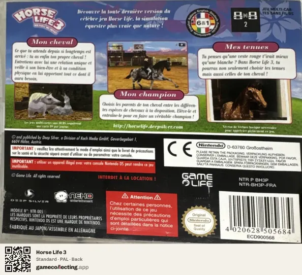 Horse Life 3 Nintendo DS, PAL box back
