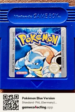 Pokémon Blue Version Game Boy, PAL cartridge label