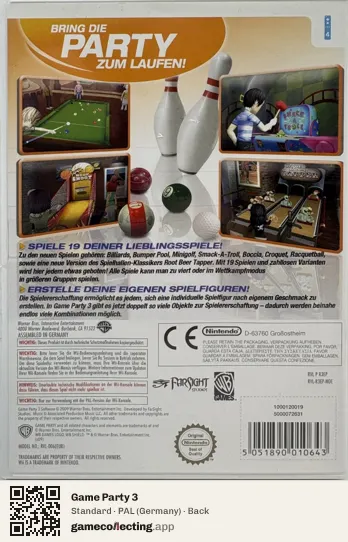 Game Party 3 Nintendo Wii, Germany box back