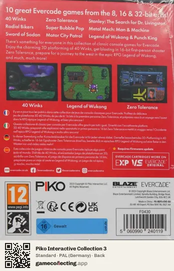 Piko Interactive Collection 3 Evercade, Germany box back