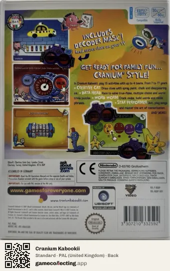 Cranium Kabookii Nintendo Wii, United Kingdom box back