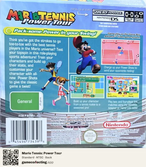 Mario Tennis: Power Tour Game Boy Advance, NTSC box back