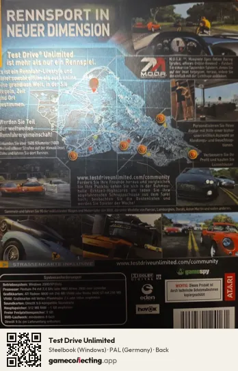 Test Drive Unlimited Computer, Germany box back