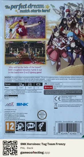 SNK Heroines: Tag Team Frenzy Nintendo Switch, PAL box back