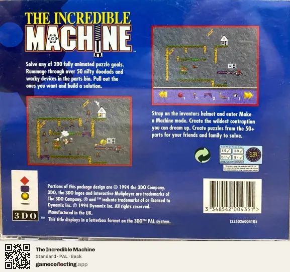 The Incredible Machine 3DO Interactive Multiplayer, PAL box back