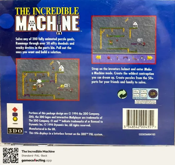 The Incredible Machine 3DO Interactive Multiplayer, PAL box back