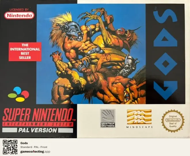 Gods Super Nintendo Entertainment System, PAL box front