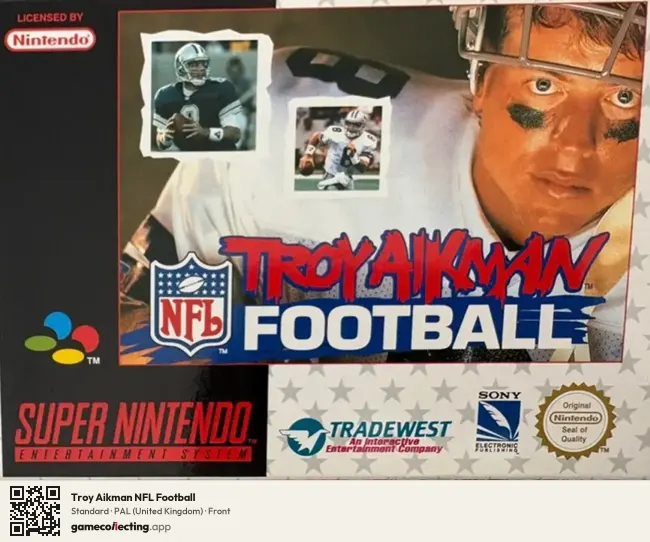 Troy Aikman NFL Football Super Nintendo Entertainment System, United Kingdom box front