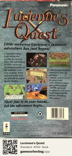 Lucienne's Quest 3DO Interactive Multiplayer, NTSC box back